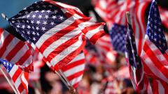 USA football fans and flags